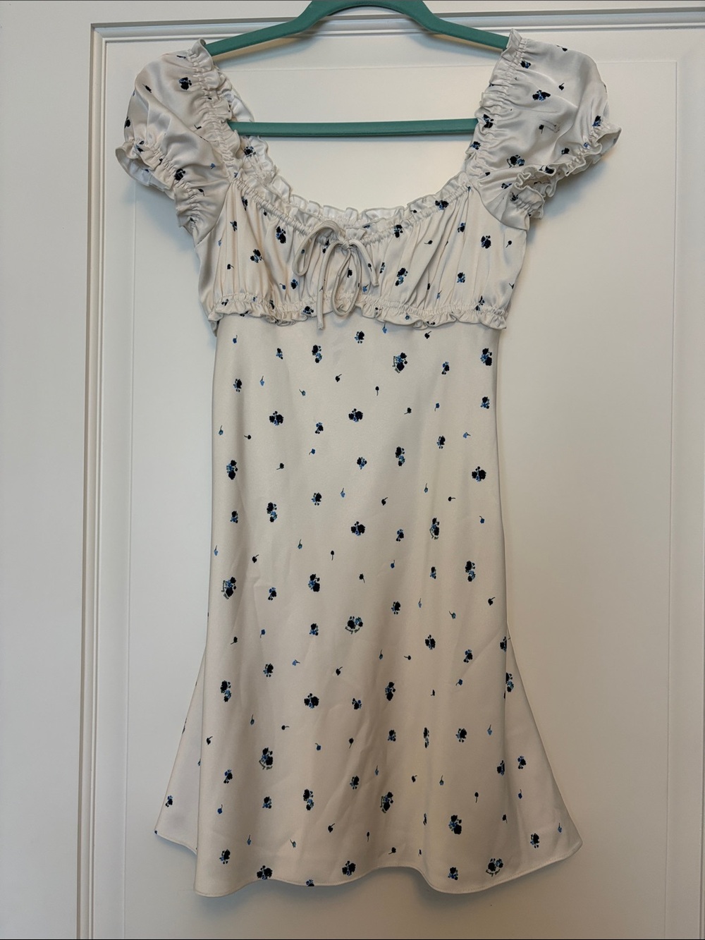 Sunday Best Cream Mini-Dress with Navy Floral Print